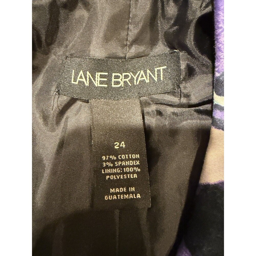 Lane Bryant Purple/Green/Black/White Fully Lined Button Vest Women’s Size 24 - Picture 5 of 6